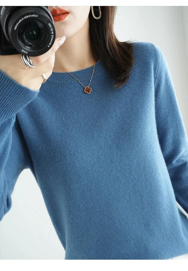 Autumn And Winter Thin Sweater Women's Round Neck Pullover Casual Knitted Top Women's Short Underlay Fashion