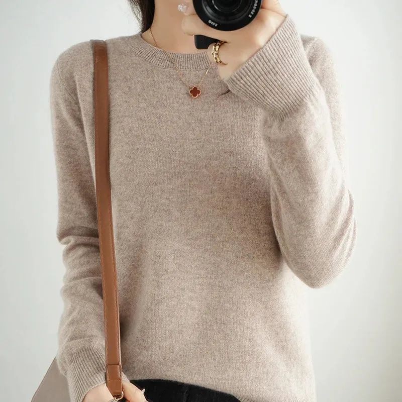 Autumn And Winter Thin Sweater Women's Round Neck Pullover Casual Knitted Top Women's Short Underlay Fashion