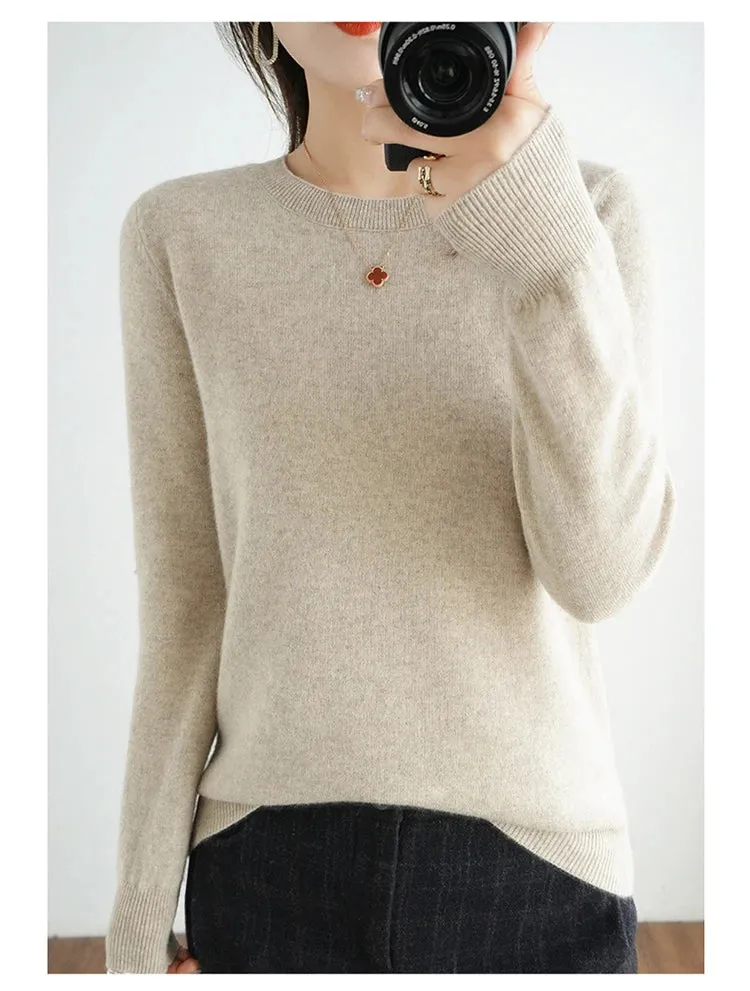 Autumn And Winter Thin Sweater Women's Round Neck Pullover Casual Knitted Top Women's Short Underlay Fashion
