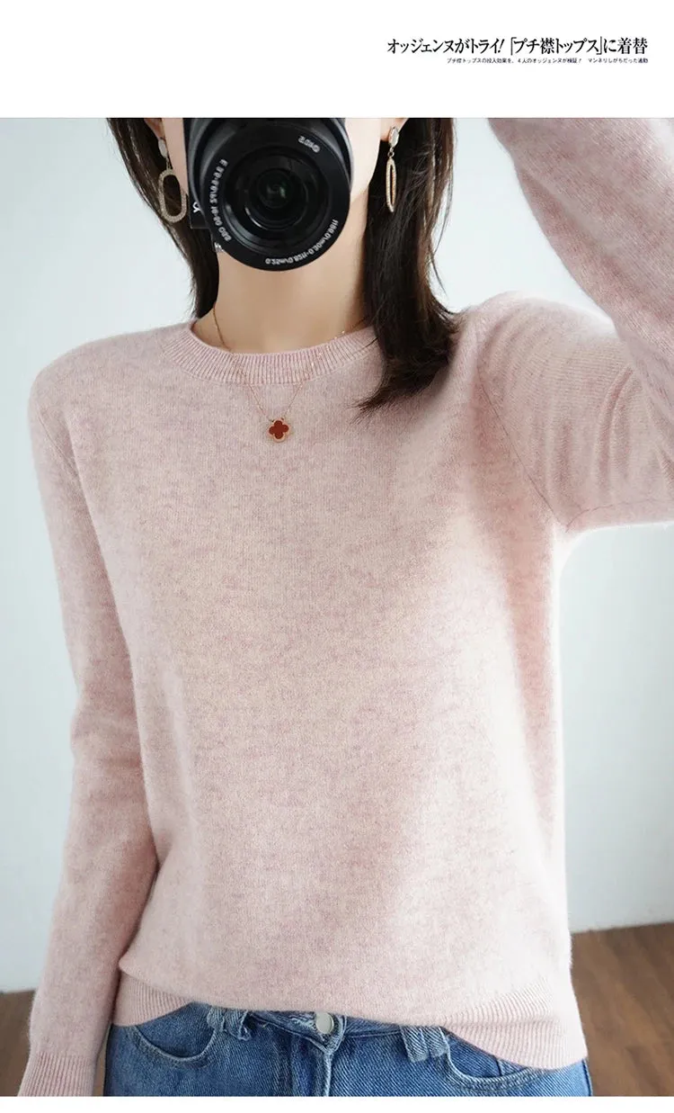 Autumn And Winter Thin Sweater Women's Round Neck Pullover Casual Knitted Top Women's Short Underlay Fashion