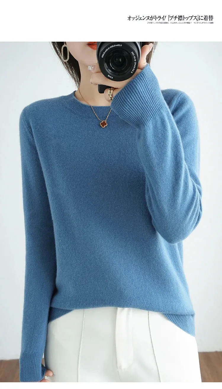 Autumn And Winter Thin Sweater Women's Round Neck Pullover Casual Knitted Top Women's Short Underlay Fashion