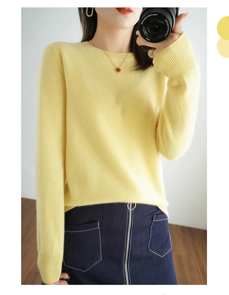 Autumn And Winter Thin Sweater Women's Round Neck Pullover Casual Knitted Top Women's Short Underlay Fashion