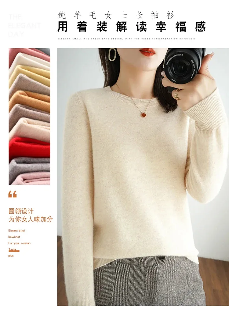 Autumn And Winter Thin Sweater Women's Round Neck Pullover Casual Knitted Top Women's Short Underlay Fashion