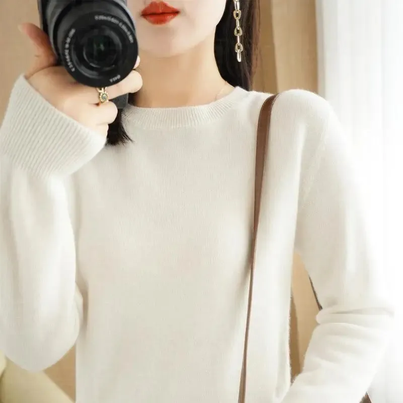 Autumn And Winter Thin Sweater Women's Round Neck Pullover Casual Knitted Top Women's Short Underlay Fashion