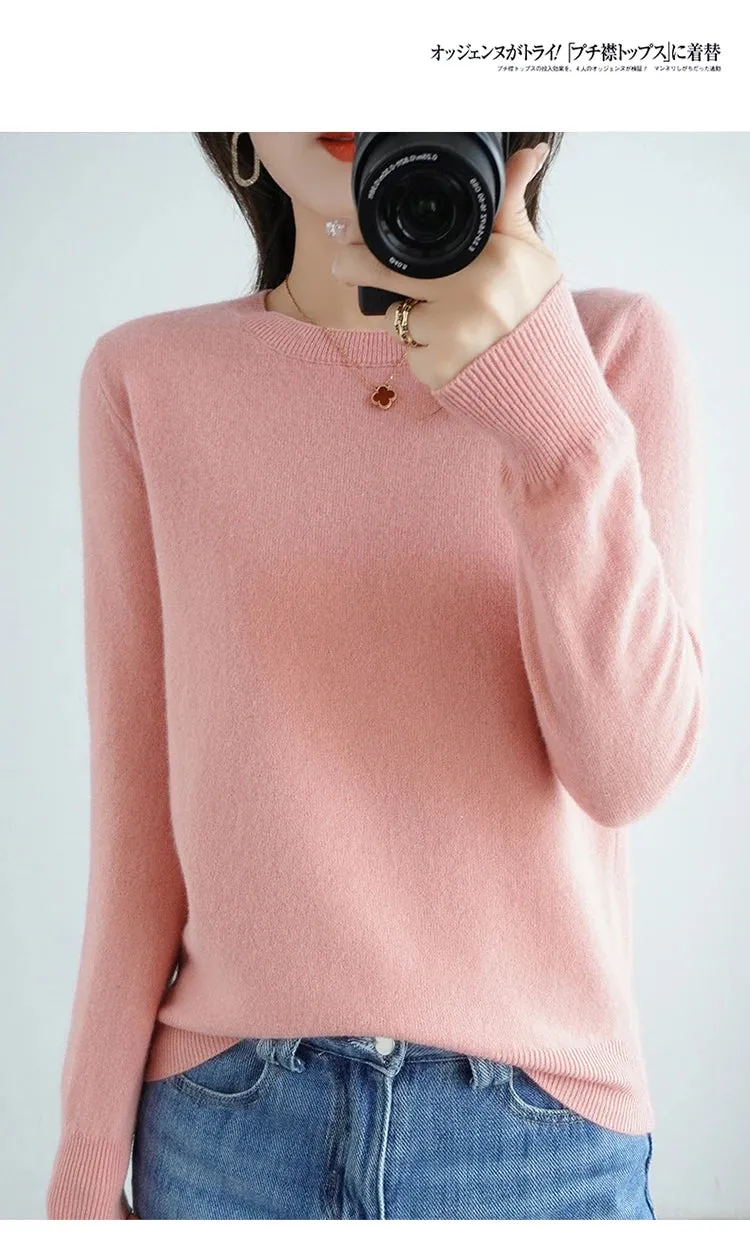 Autumn And Winter Thin Sweater Women's Round Neck Pullover Casual Knitted Top Women's Short Underlay Fashion