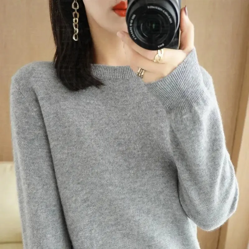 Autumn And Winter Thin Sweater Women's Round Neck Pullover Casual Knitted Top Women's Short Underlay Fashion