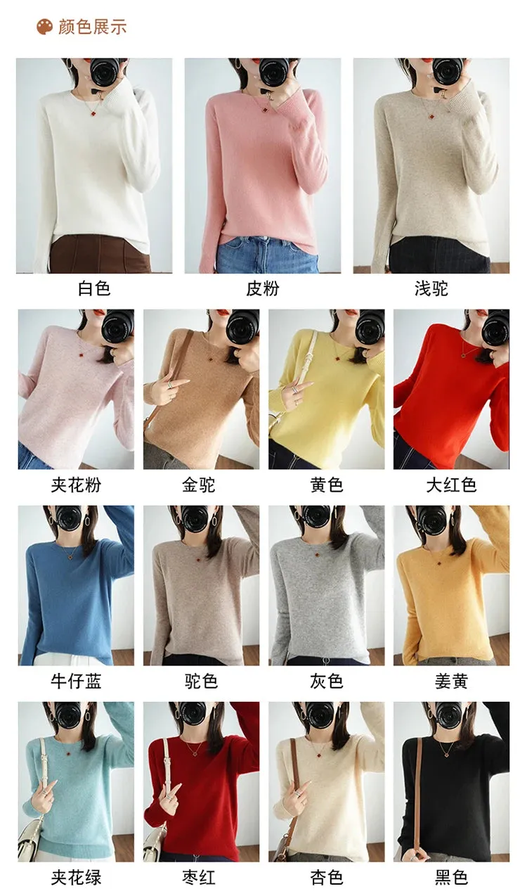 Autumn And Winter Thin Sweater Women's Round Neck Pullover Casual Knitted Top Women's Short Underlay Fashion