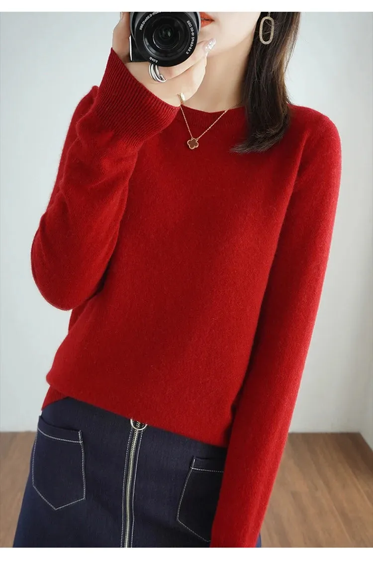 Autumn And Winter Thin Sweater Women's Round Neck Pullover Casual Knitted Top Women's Short Underlay Fashion