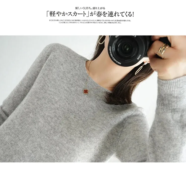 Autumn And Winter Thin Sweater Women's Round Neck Pullover Casual Knitted Top Women's Short Underlay Fashion