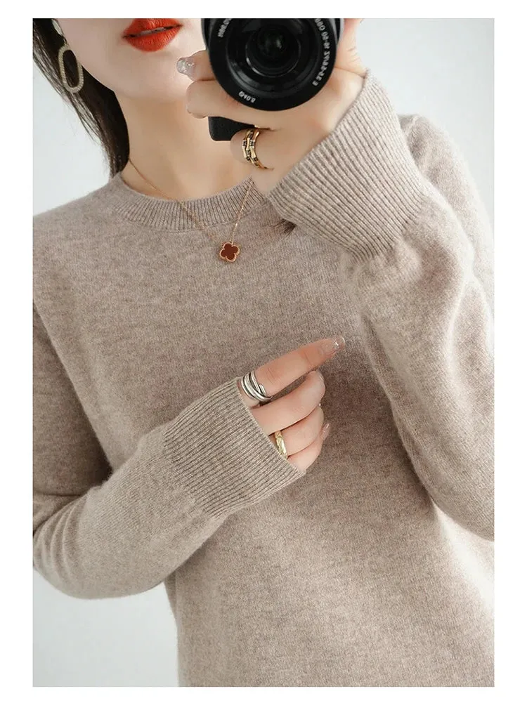 Autumn And Winter Thin Sweater Women's Round Neck Pullover Casual Knitted Top Women's Short Underlay Fashion