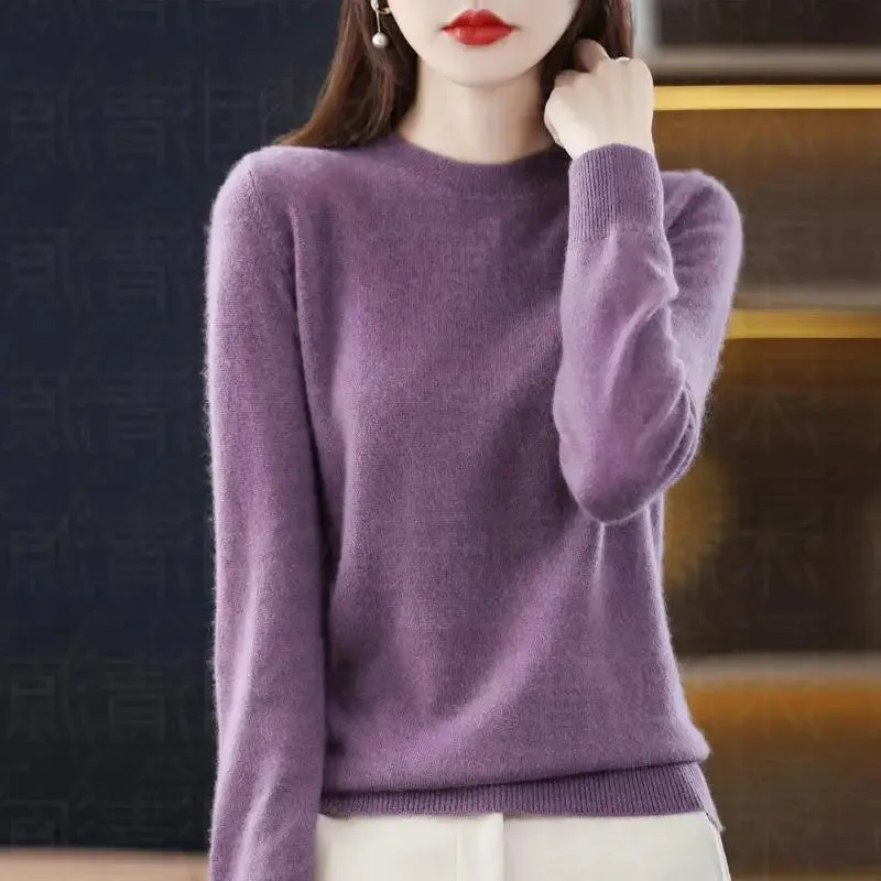 Autumn And Winter Thin Sweater Women's Round Neck Pullover Casual Knitted Top Women's Short Underlay Fashion