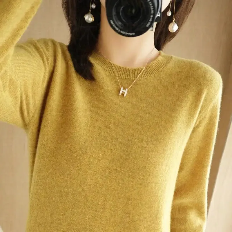 Autumn And Winter Thin Sweater Women's Round Neck Pullover Casual Knitted Top Women's Short Underlay Fashion