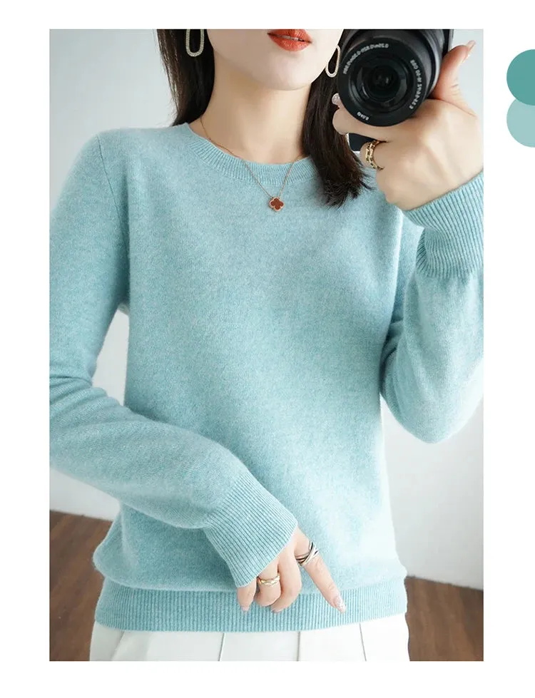 Autumn And Winter Thin Sweater Women's Round Neck Pullover Casual Knitted Top Women's Short Underlay Fashion