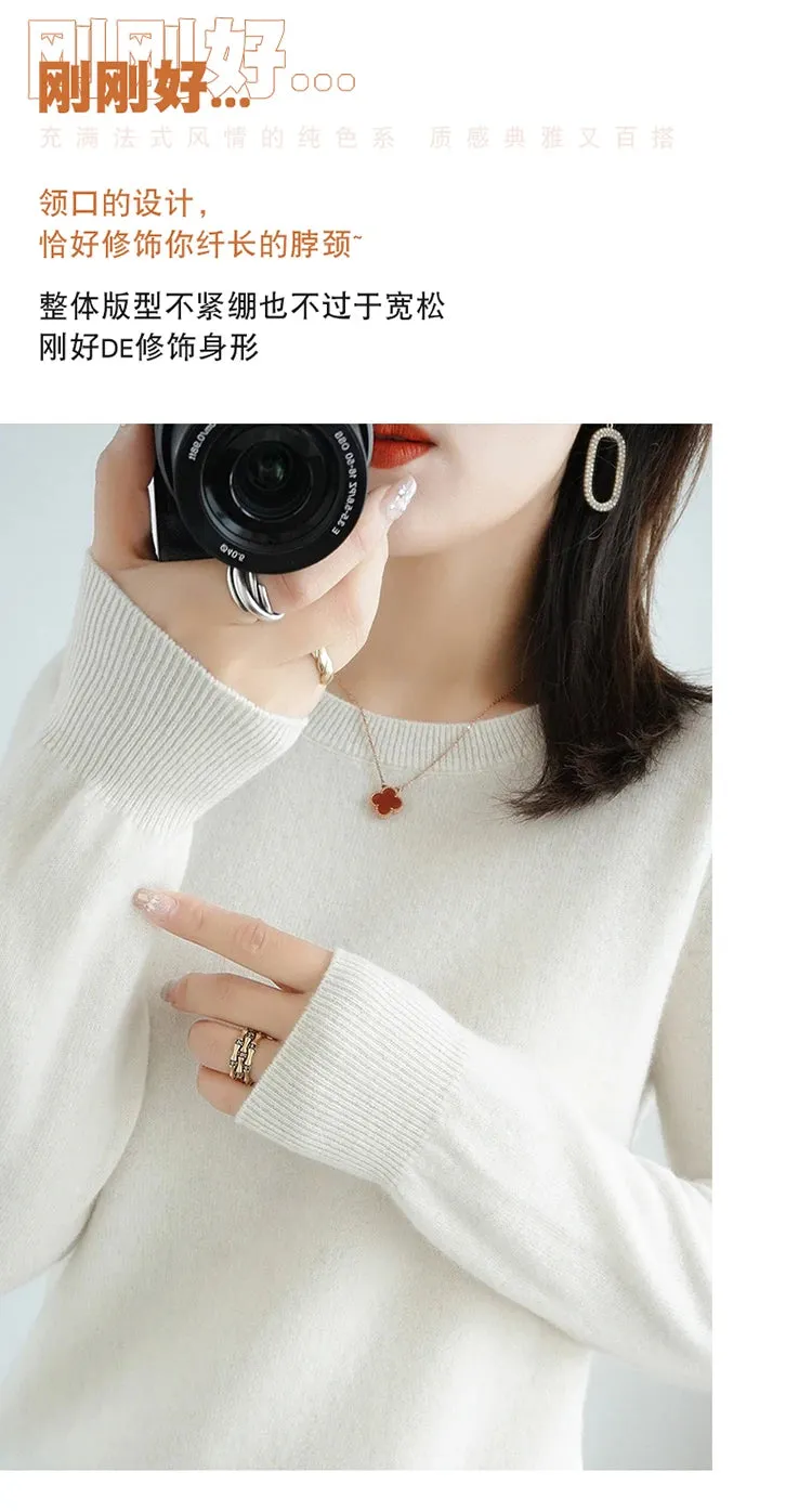 Autumn And Winter Thin Sweater Women's Round Neck Pullover Casual Knitted Top Women's Short Underlay Fashion