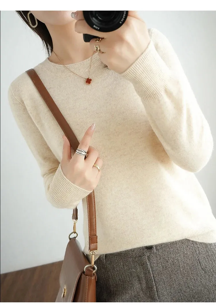 Autumn And Winter Thin Sweater Women's Round Neck Pullover Casual Knitted Top Women's Short Underlay Fashion