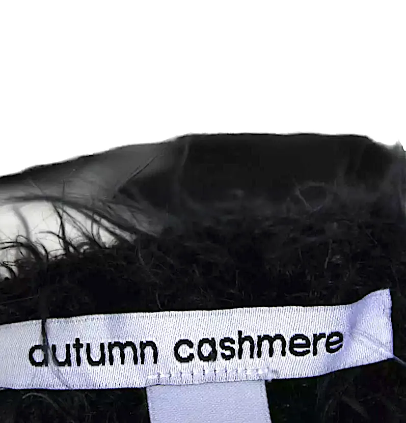Autumn Cashmere Black Fuzzy Crew Neck Long Sleeve Faux Fur Sweater