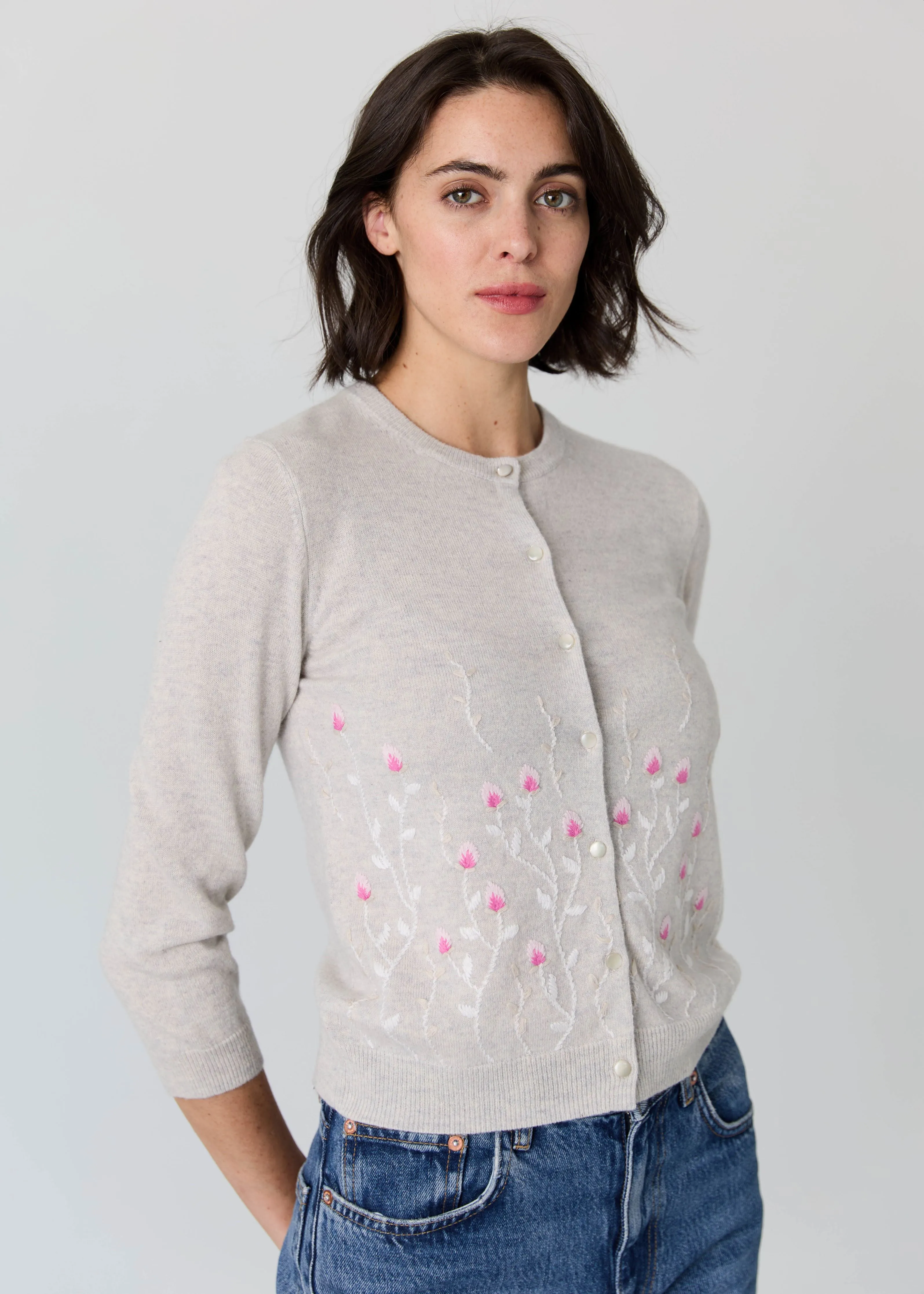 Autumn Cashmere Embroidered Floral Cardigan