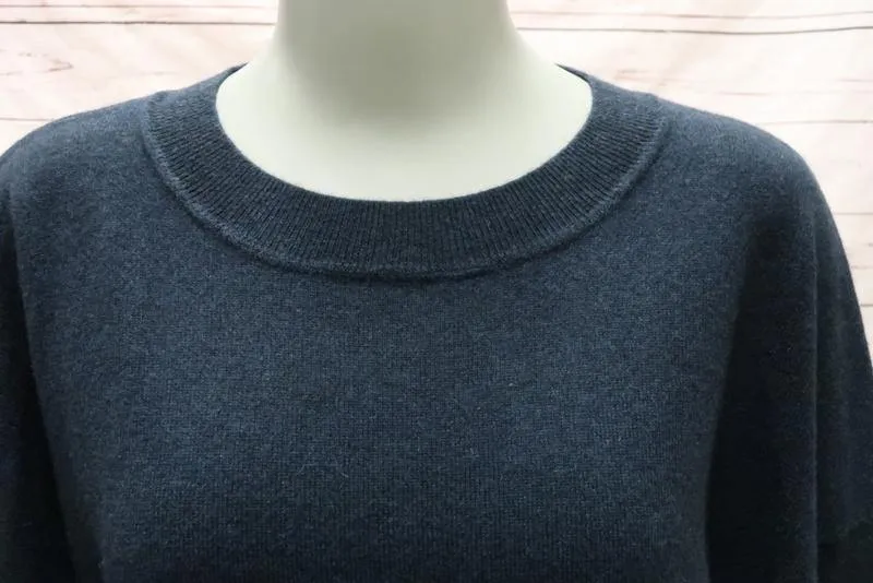 Autumn Cashmere Sweater Navy Floral-Embroidered Pullover Size Extra Small NEW