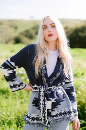 Aztec Wrap Cardigan Sweater