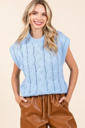 Baby Blue Cable Knit Sleeveless Top