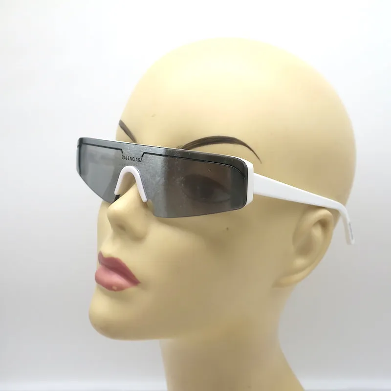 Balenciaga Ski Mirrored Rectangle Sunglasses White BB0003S 002