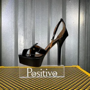 Bally Sabienne Black Leather Platform Sandals / Defect