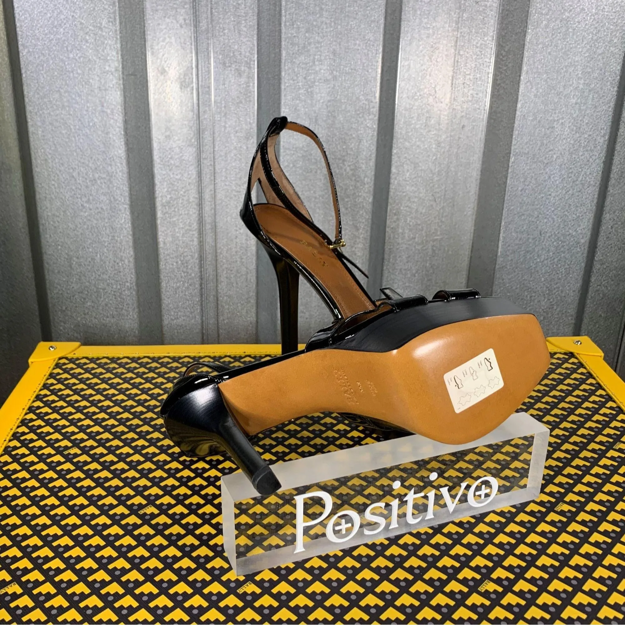 Bally Sabienne Black Leather Platform Sandals / Defect