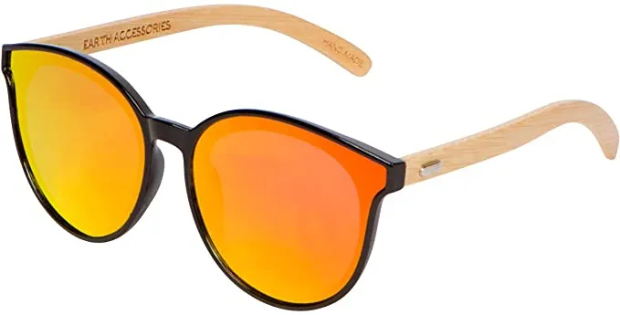 Bamboo Wood Sunglasses for Men and Women, Flat Rimmed Retro Wooden Sunglasses
