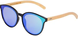 Bamboo Wood Sunglasses for Men and Women, Flat Rimmed Retro Wooden Sunglasses