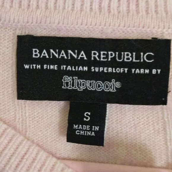 Banana Republic By Filpucci Fine Italian Merino Wool Blush Pink Sweater Size S
