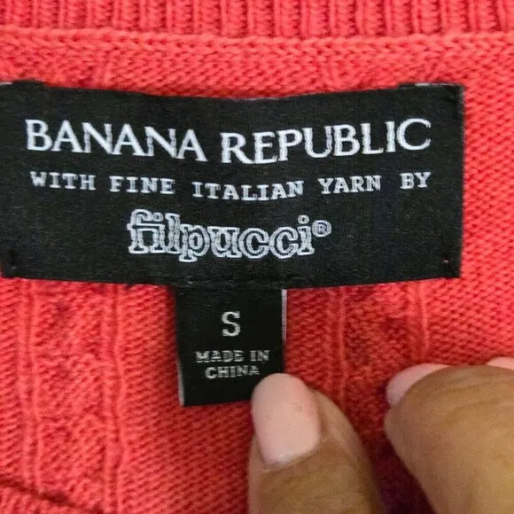 Banana Republic By Filpucci Fine Italian Merino Wool Red Orange Sweater Size S