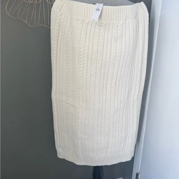 Banana Republic Elegant White Knit Skirt. CABLE MIDI SWEATER SKIRT. NWT Sz XL