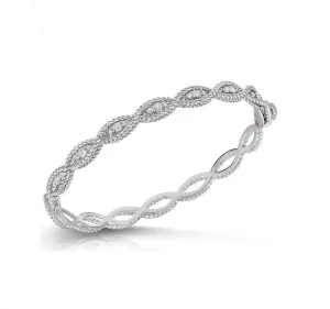 Barocco Diamond Braided Bangle in White Gold