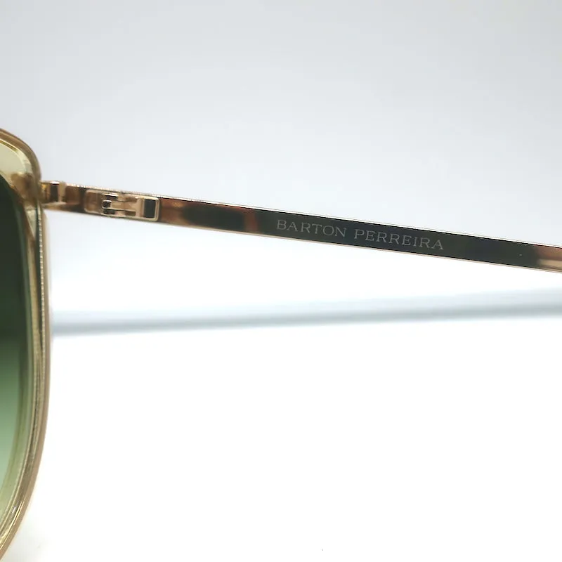 Barton Perreira Lafayette Mirrored Aviator Sunglasses Champagne/Green