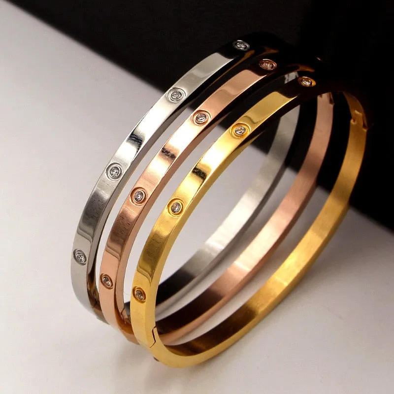 Beautiful Cubic Zirconia Golden Lovers Bracelets