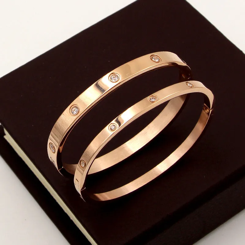 Beautiful Cubic Zirconia Golden Lovers Bracelets