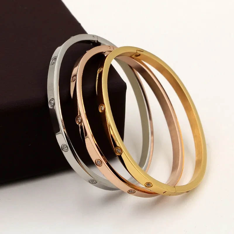 Beautiful Cubic Zirconia Golden Lovers Bracelets