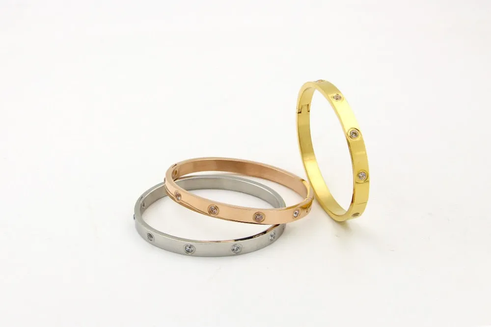 Beautiful Cubic Zirconia Golden Lovers Bracelets