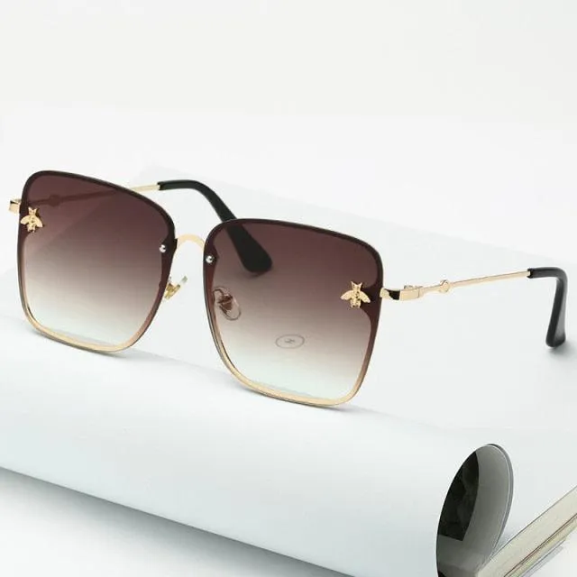 Bee Womens Square Sunglasses/Oversize Rimless Sunglasses Women