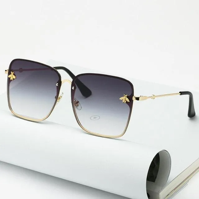 Bee Womens Square Sunglasses/Oversize Rimless Sunglasses Women