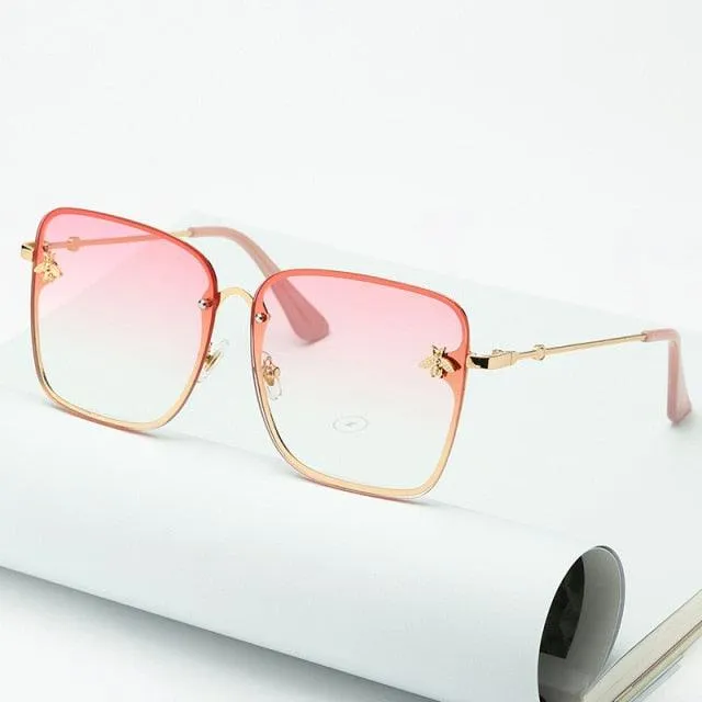 Bee Womens Square Sunglasses/Oversize Rimless Sunglasses Women