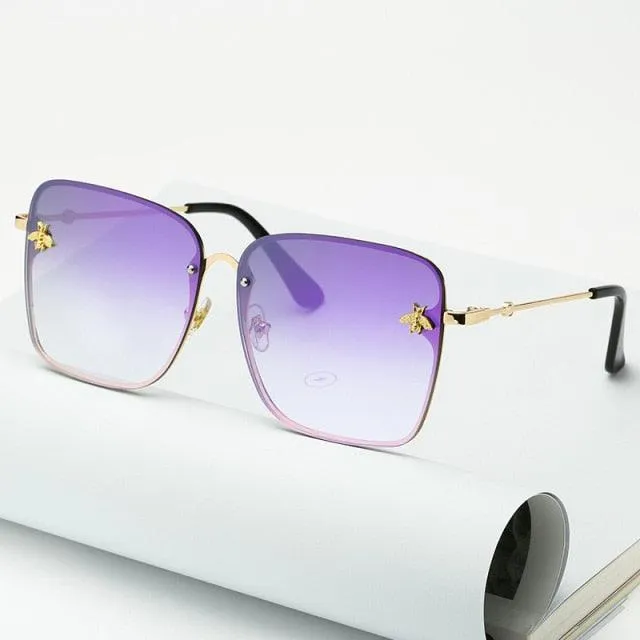 Bee Womens Square Sunglasses/Oversize Rimless Sunglasses Women