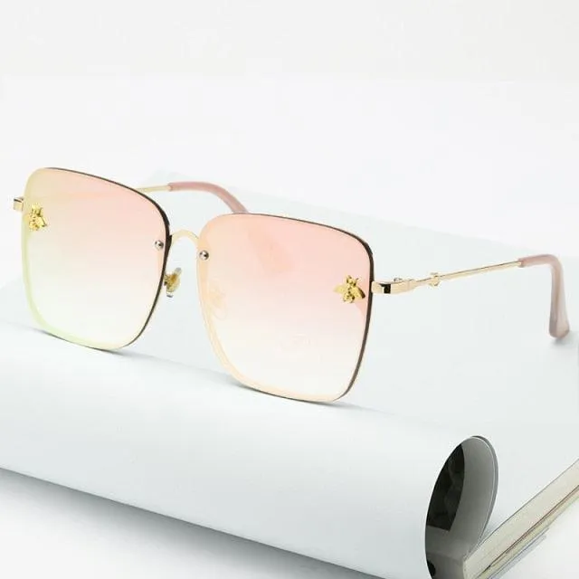 Bee Womens Square Sunglasses/Oversize Rimless Sunglasses Women