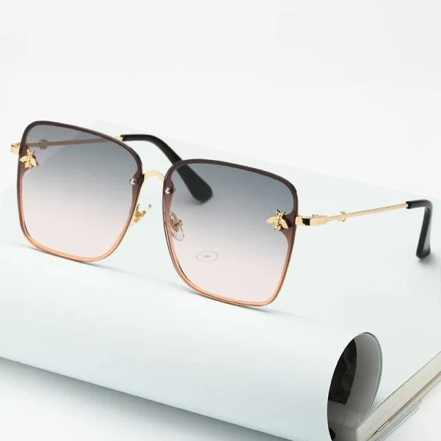 Bee Womens Square Sunglasses/Oversize Rimless Sunglasses Women