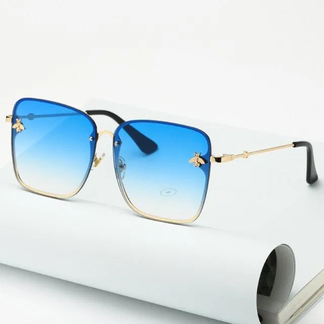 Bee Womens Square Sunglasses/Oversize Rimless Sunglasses Women