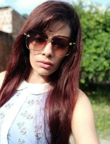 Bee Womens Square Sunglasses/Oversize Rimless Sunglasses Women