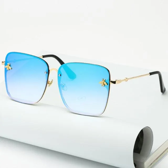 Bee Womens Square Sunglasses/Oversize Rimless Sunglasses Women