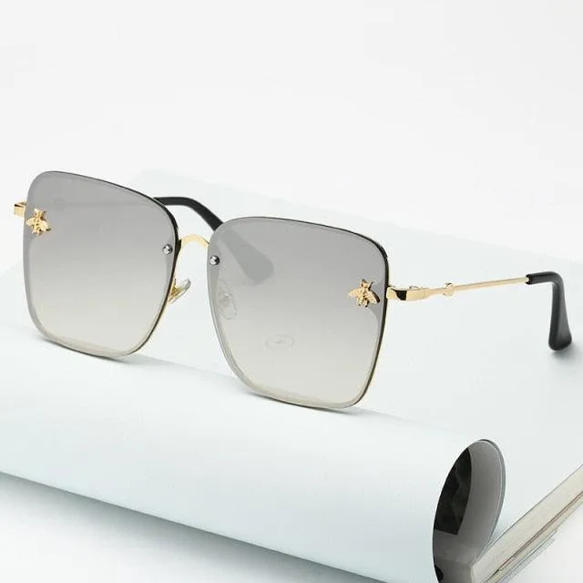 Bee Womens Square Sunglasses/Oversize Rimless Sunglasses Women