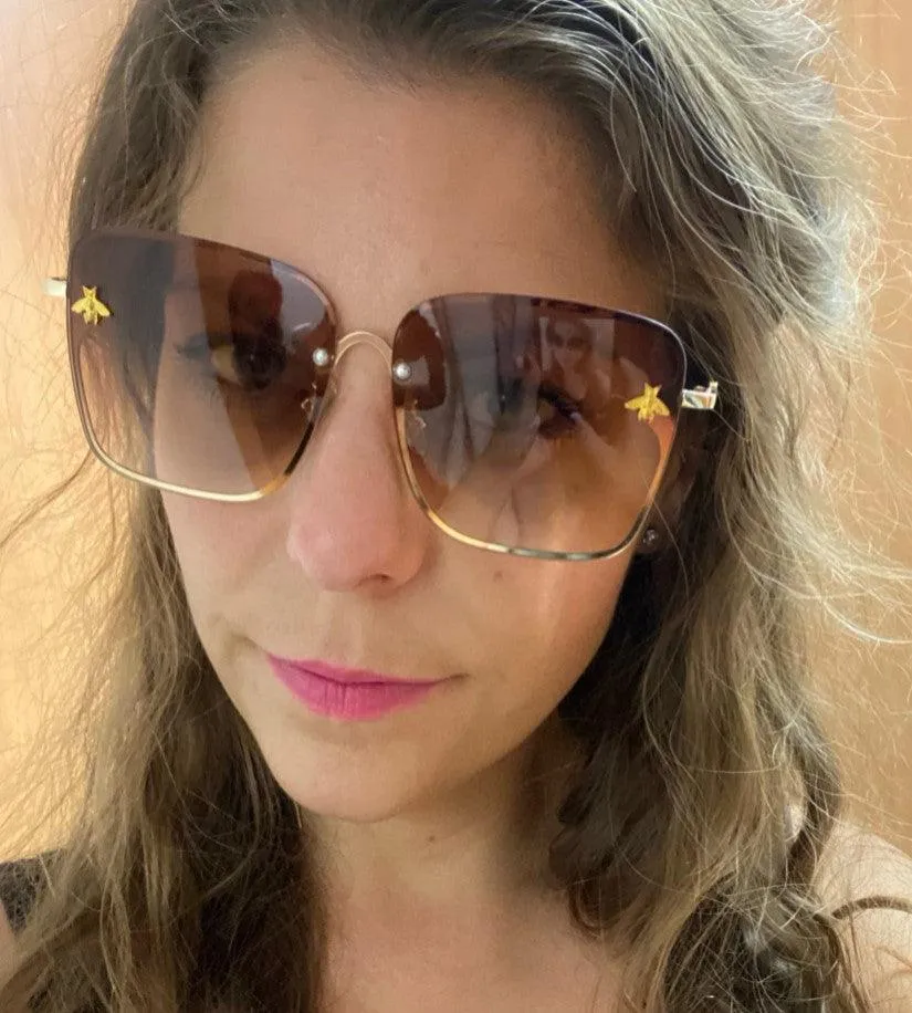 Bee Womens Square Sunglasses/Oversize Rimless Sunglasses Women