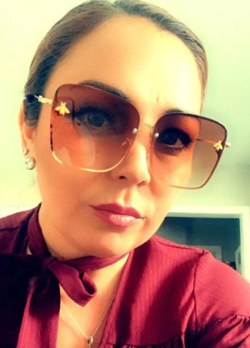 Bee Womens Square Sunglasses/Oversize Rimless Sunglasses Women